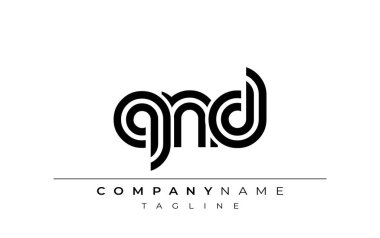 QND Yaratıcı Eşsiz Modern Harf Logosu Tasarımı. Benzersiz bir harf dizaynına sahip stilize logo, soyut minimalist estetik ve modern cazibe sunar