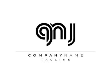 QNJ Yaratıcı Eşsiz Modern Harf Logosu Tasarımı. Benzersiz bir harf dizaynına sahip stilize logo, soyut minimalist estetik ve modern cazibe sunar