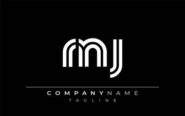RNJ Yaratıcı Eşsiz Modern Harf Logosu Tasarımı. Benzersiz bir harf dizaynına sahip stilize logo, soyut minimalist estetik ve modern cazibe sunar