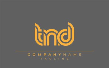 TND Yaratıcı Eşsiz Modern Harf Logosu Tasarımı. Benzersiz bir harf dizaynına sahip stilize logo, soyut minimalist estetik ve modern cazibe sunar
