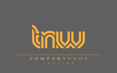 TNW Yaratıcı Eşsiz Modern Harf Logosu Tasarımı. Benzersiz bir harf dizaynına sahip stilize logo, soyut minimalist estetik ve modern cazibe sunar