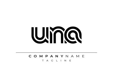 UNA Yaratıcı Eşsiz Modern Harf Logosu Tasarımı. Benzersiz bir harf dizaynına sahip stilize logo, soyut minimalist estetik ve modern cazibe sunar