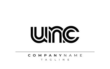 UNC Yaratıcı Eşsiz Modern Harf Logosu Tasarımı. Benzersiz bir harf dizaynına sahip stilize logo, soyut minimalist estetik ve modern cazibe sunar