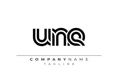 UNE Yaratıcı Eşsiz Modern Harf Logosu Tasarımı. Benzersiz bir harf dizaynına sahip stilize logo, soyut minimalist estetik ve modern cazibe sunar