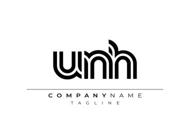 UNH Yaratıcı Eşsiz Modern Harf Logosu Tasarımı. Benzersiz bir harf dizaynına sahip stilize logo, soyut minimalist estetik ve modern cazibe sunar