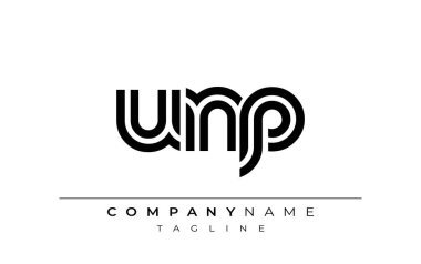 UNP Yaratıcı Eşsiz Modern Harf Logosu Tasarımı. Benzersiz bir harf dizaynına sahip stilize logo, soyut minimalist estetik ve modern cazibe sunar