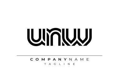 UNW Yaratıcı Eşsiz Modern Harf Logosu Tasarımı. Benzersiz bir harf dizaynına sahip stilize logo, soyut minimalist estetik ve modern cazibe sunar
