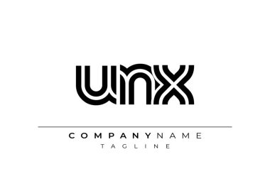 UNX Yaratıcı Eşsiz Modern Harf Logosu Tasarımı. Benzersiz bir harf dizaynına sahip stilize logo, soyut minimalist estetik ve modern cazibe sunar