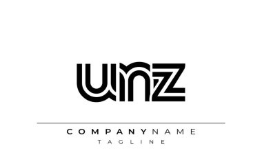 UNZ Yaratıcı Eşsiz Modern Harf Logosu Tasarımı. Benzersiz bir harf dizaynına sahip stilize logo, soyut minimalist estetik ve modern cazibe sunar
