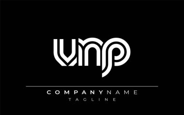 VNP Yaratıcı Eşsiz Modern Harf Logosu Tasarımı. Benzersiz bir harf dizaynına sahip stilize logo, soyut minimalist estetik ve modern cazibe sunar