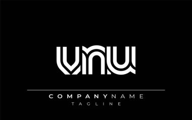 VNU Yaratıcı Eşsiz Modern Harf Logosu Tasarımı. Benzersiz bir harf dizaynına sahip stilize logo, soyut minimalist estetik ve modern cazibe sunar