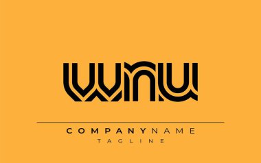 WNU Yaratıcı Eşsiz Modern Harf Logosu Tasarımı. Benzersiz bir harf dizaynına sahip stilize logo, soyut minimalist estetik ve modern cazibe sunar