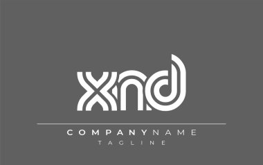 XND Yaratıcı Eşsiz Modern Harf Logosu Tasarımı. Benzersiz bir harf dizaynına sahip stilize logo, soyut minimalist estetik ve modern cazibe sunar