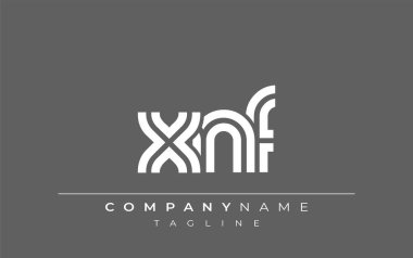 XNF Yaratıcı Eşsiz Modern Harf Logosu Tasarımı. Benzersiz bir harf dizaynına sahip stilize logo, soyut minimalist estetik ve modern cazibe sunar