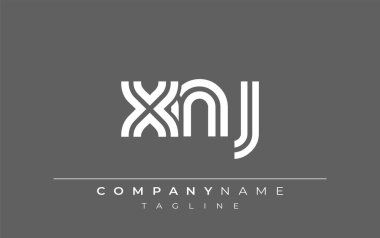 XNJ Yaratıcı Eşsiz Modern Harf Logosu Tasarımı. Benzersiz bir harf dizaynına sahip stilize logo, soyut minimalist estetik ve modern cazibe sunar