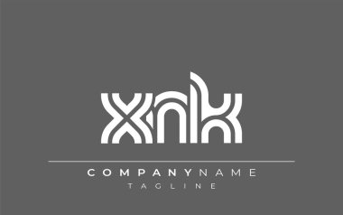 XNK Yaratıcı Eşsiz Modern Harf Logosu Tasarımı. Benzersiz bir harf dizaynına sahip stilize logo, soyut minimalist estetik ve modern cazibe sunar