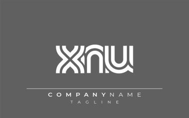 XNU Yaratıcı Eşsiz Modern Harf Logosu Tasarımı. Benzersiz bir harf dizaynına sahip stilize logo, soyut minimalist estetik ve modern cazibe sunar