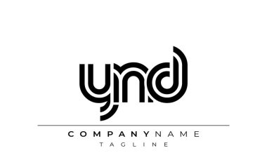 YND Yaratıcı Eşsiz Modern Harf Logosu Tasarımı. Benzersiz bir harf dizaynına sahip stilize logo, soyut minimalist estetik ve modern cazibe sunar