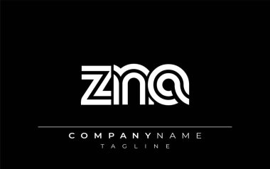 ZNA Yaratıcı Eşsiz Modern Harf Logosu Tasarımı. Benzersiz bir harf dizaynına sahip stilize logo, soyut minimalist estetik ve modern cazibe sunar