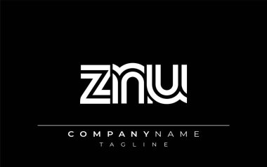 ZNU Yaratıcı Eşsiz Modern Harf Logosu Tasarımı. Benzersiz bir harf dizaynına sahip stilize logo, soyut minimalist estetik ve modern cazibe sunar