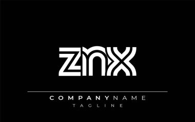 ZNX Yaratıcı Eşsiz Modern Harf Logosu Tasarımı. Benzersiz bir harf dizaynına sahip stilize logo, soyut minimalist estetik ve modern cazibe sunar