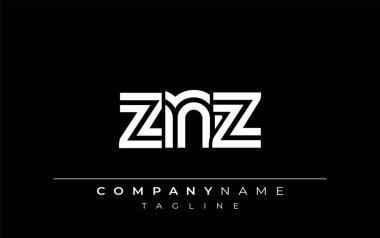 ZNZ Yaratıcı Eşsiz Modern Harf Logosu Tasarımı. Benzersiz bir harf dizaynına sahip stilize logo, soyut minimalist estetik ve modern cazibe sunar