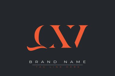 QXV soyut harf logosu tasarımı. Bu logo üç soyut harf tarafından tasarlanmıştır..