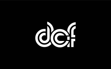 DCF Yaratıcı Eşsiz Modern Harf Logosu Tasarımı. Benzersiz bir harf dizaynına sahip stilize logo, soyut minimalist estetik ve modern cazibe sunar.
