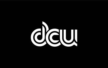 DCU Yaratıcı Eşsiz Modern Harf Logosu Tasarımı. Benzersiz bir harf dizaynına sahip stilize logo, soyut minimalist estetik ve modern cazibe sunar.