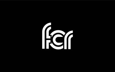 FCR Yaratıcı Eşsiz Modern Harf Logosu Tasarımı. Benzersiz bir harf dizaynına sahip stilize logo, soyut minimalist estetik ve modern cazibe sunar.
