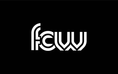 FCW Yaratıcı Eşsiz Modern Harf Logosu Tasarımı. Benzersiz bir harf dizaynına sahip stilize logo, soyut minimalist estetik ve modern cazibe sunar.