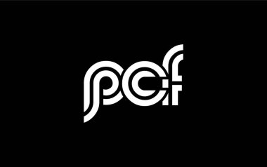 PCF Yaratıcı Eşsiz Modern Harf Logosu Tasarımı. Benzersiz bir harf dizaynına sahip stilize logo, soyut minimalist estetik ve modern cazibe sunar.