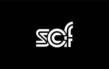 SCF Yaratıcı Eşsiz Modern Harf Logosu Tasarımı. Benzersiz bir harf dizaynına sahip stilize logo, soyut minimalist estetik ve modern cazibe sunar.