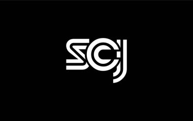 SCJ Yaratıcı Eşsiz Modern Harf Logosu Tasarımı. Benzersiz bir harf dizaynına sahip stilize logo, soyut minimalist estetik ve modern cazibe sunar.