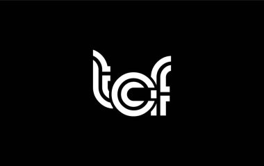 TCF Yaratıcı Eşsiz Modern Harf Logosu Tasarımı. Benzersiz bir harf dizaynına sahip stilize logo, soyut minimalist estetik ve modern cazibe sunar.
