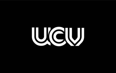 UCV Yaratıcı Eşsiz Modern Harf Logosu Tasarımı. Benzersiz bir harf dizaynına sahip stilize logo, soyut minimalist estetik ve modern cazibe sunar.