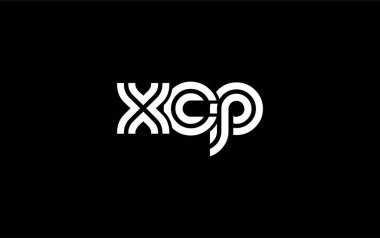 XCP Yaratıcı Eşsiz Modern Harf Logosu Tasarımı. Benzersiz bir harf dizaynına sahip stilize logo, soyut minimalist estetik ve modern cazibe sunar.