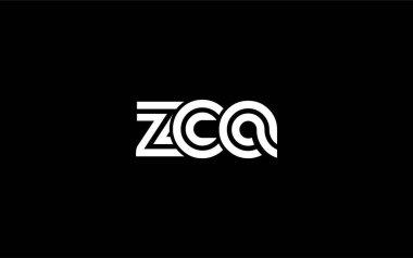 ZCA Yaratıcı Eşsiz Modern Harf Logosu Tasarımı. Benzersiz bir harf dizaynına sahip stilize logo, soyut minimalist estetik ve modern cazibe sunar.