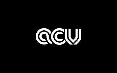 ACV Yaratıcı Eşsiz Modern Harf Logosu Tasarımı. Benzersiz bir harf dizaynına sahip stilize logo, soyut minimalist estetik ve modern cazibe sunar.