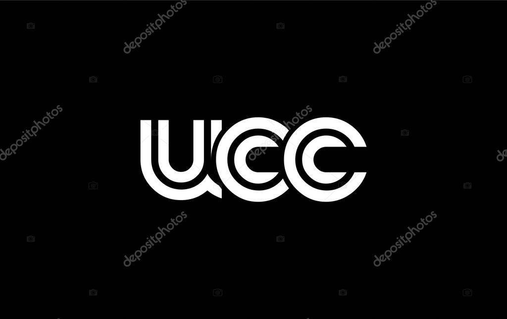 UCC Creative Unique Modern Letter Logo Design. Stylized logo featuring a unique letter design, presenting abstract minimalist aesthetics and modern appeal.