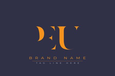 PEU soyut harf logosu tasarımı. Bu logo üç soyut harf tarafından tasarlanmıştır..