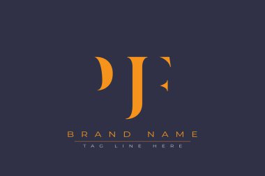 PJF soyut harf logosu tasarımı. Bu logo üç soyut harf tarafından tasarlanmıştır..