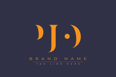 PJO soyut harf logosu tasarımı. Bu logo üç soyut harf tarafından tasarlanmıştır..