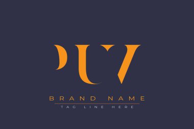 PUV soyut harf logosu tasarımı. Bu logo üç soyut harf tarafından tasarlanmıştır..
