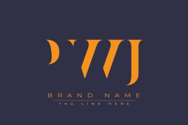 PWJ soyut harf logosu tasarımı. Bu logo üç soyut harf tarafından tasarlanmıştır..