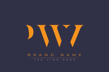 PWV soyut harf logosu tasarımı. Bu logo üç soyut harf tarafından tasarlanmıştır..
