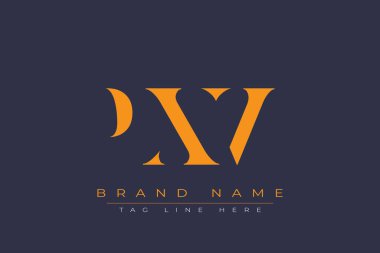 PXV soyut harf logosu tasarımı. Bu logo üç soyut harf tarafından tasarlanmıştır..