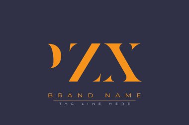 PZX soyut harf logosu tasarımı. Bu logo üç soyut harf tarafından tasarlanmıştır..