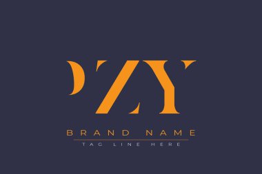 PZY soyut harf logosu tasarımı. Bu logo üç soyut harf tarafından tasarlanmıştır..