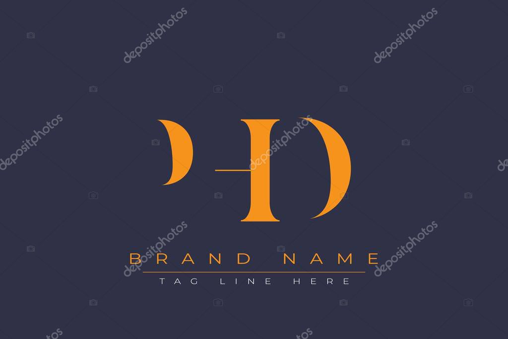 PHD abstract letter logo design. This logo is designed by three abstract letters.